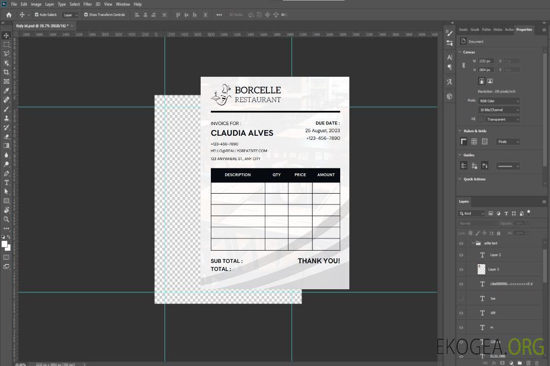 Modèle de facture de restaurant template Modèle de facture de restaurant template